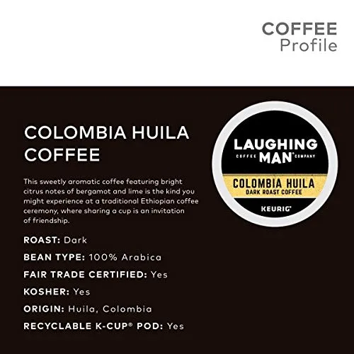 Vista 4 de Laughing Man Colombia Huila tazas de café Keuring K-cups, 96