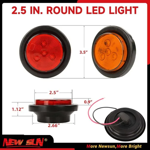 Vista 2 de NEW SUN® PIRANHA LED - Luces LED de 2.5 pulgadas (2.5 pulgadas), impermeables 10 x rojo 20 ámbar