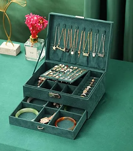 Vista 2 de ProttyLife - Joyero para mujer organizador de joyas de viaje organizador de joyas de 3 niveles caja de joyería para niñas caja de joyería