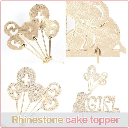 Vista 3 de LINGTEER It's a Girl Elephant Baby Girl - Decoración para pastel de diamantes de imitación - Saludos a la dulce niña, decoración de regalo de fiesta
