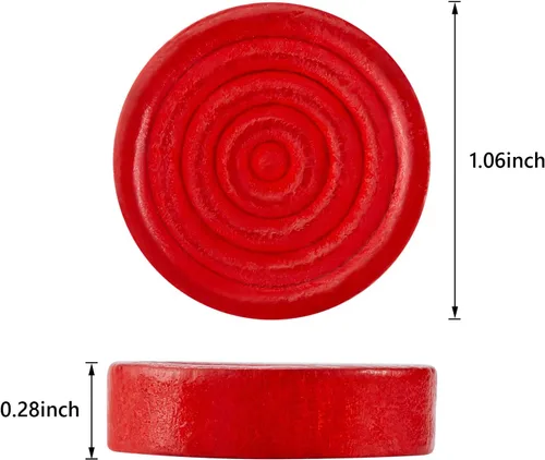Vista 2 de Skylety 72 piezas de damas de madera de 1.06 pulgadas, solo apilables, en bolsa de almacenamiento con cordón para Backgammon (rojo, negro)