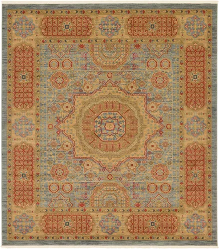 Vista 36 de Unique Loom Palace Collection - Alfombra bohemia tradicional, medallón, vintage (2 pies x 3 pies, rectangular, azul claro/bronceado)