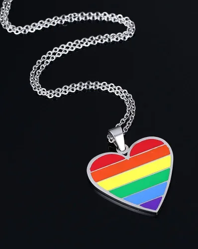 Vista 3 de Hisatan Collar personalizado del orgullo gay para hombres y mujeres, colgante personalizado de la amistad lesbiana, joyería de concientización LGBTQ