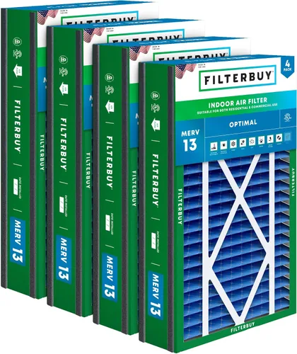 Vista 24 de Filterbuy Filtro de aire 10x17x2 MERV 13 Defensa Óptima contra Humo y Alergias (Paquete de 4), Filtros Exteriores Plisados Electrostáticos