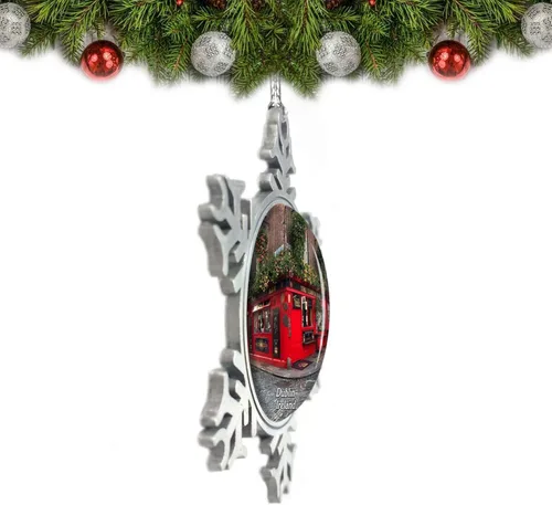 Vista 2 de Irlanda Temple Bar Dublín Adorno de Navidad Decoración Árbol Decoración Cristal Metal Recuerdo Regalo