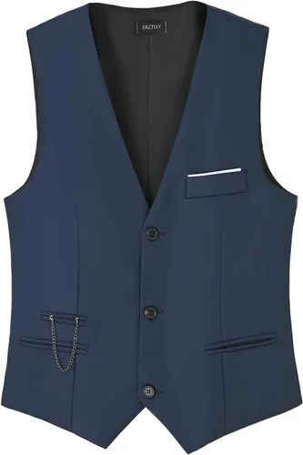 Vista 11 de Chaleco formal de negocios ajustado sin mangas para hombre Negro