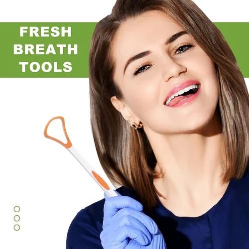 Vista 5 de Yerliker 10 unidades de limpiador de lengua, raspadores de lengua para adultos, cepillo oral portátil, herramientas de cuidado oral saludable