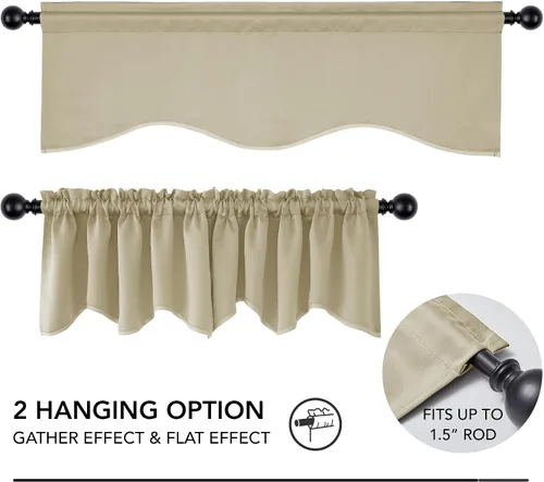 Vista 5 de Cenefas Deconovo festoneadas para cortinas pequeñas para oscurecimiento con barra de cortina sólida