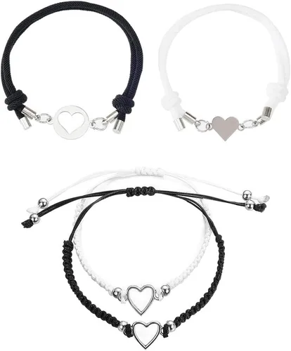 Vista 2 de 1 paquete de pulseras para parejas para mujeres y hombres, atracción de corazón y amor, pulsera a juego, regalos para novio, novia, mejor amigo