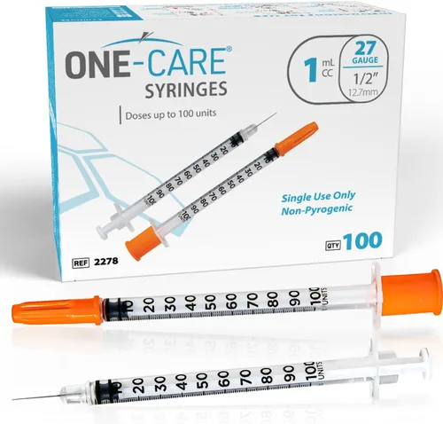 Vista 11 de Jeringa ONE-CARE de 0.0 fl oz/cc, 30G x 5/16" (8mm), tapa naranja, 100 piezas/caja Fine Tip, Home & Lab Use, Clear Barrel, Bold Scale, Smooth