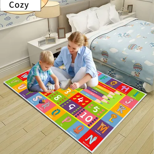 Vista 2 de ABC - Alfombra educativa de animales del alfabeto – Alfombra interactiva de aprendizaje para niños pequeños y bebés con números y formas, alfombra