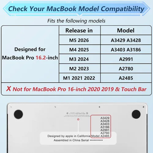 Vista 2 de Funda Tuiklol para MacBook Pro 16 M5 2026, 2025, 2024, 2023, 2022 y 2021, A3429/A3428/A3403/A3186/A2991/A2780/A2485 with Retina Display Touch ID