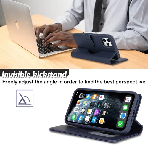 Vista 6 de Havaya Magsafe - Funda para iPhone 11 Pro Max, compatible con 2 en 1, desmontable con tarjetero de piel sintética, ranuras para tarjetas de crédito