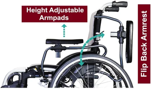 Vista 6 de Karman Healthcare S-305 Silla de ruedas ergonómica ultraligera de 29 libras con reposapiés extraíble y ruedas de liberación rápida, color rojo
