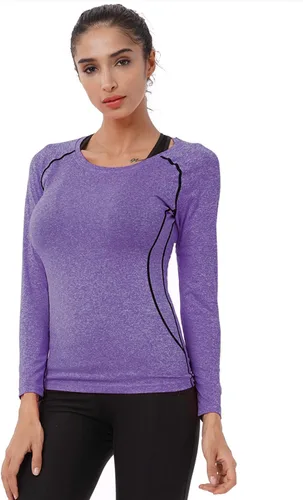 Vista 48 de CADMUS Paquete de 1 o 3 camisetas de entrenamiento de manga larga para mujer, camiseta de compresión de ajuste seco para correr