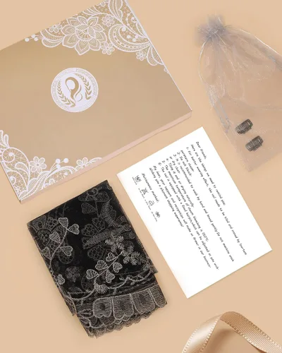 Vista 7 de Bozidol Velo de iglesia triangular tradicional - Estilo español con bordado del Santo Grial de Encaje Mantilla velo para mujer