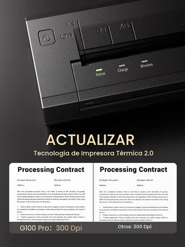 Vista 5 de Phomemo Impresoras portátiles inalámbricas G100 Pro AirPrint para viajes