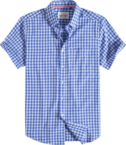 Vista 8 de Camisa Oxford para hombre de manga corta de ajuste normal, camisa casual con botones y bolsillo