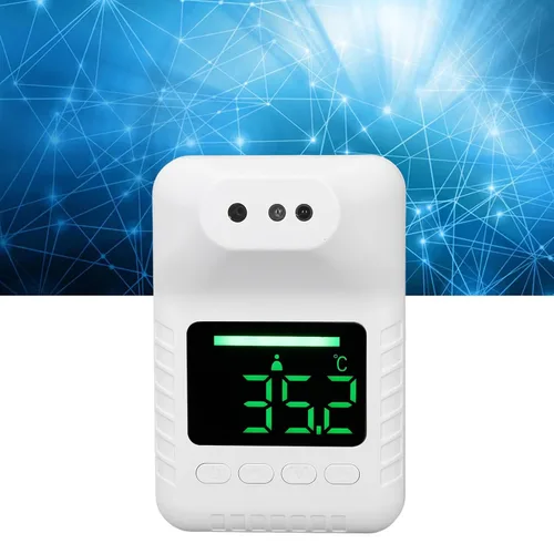 Vista 4 de Termómetro infrarrojo para la frente montado en la pared, termómetro digital de pared no electrónico, carga USB o funciona con pilas, termómetro