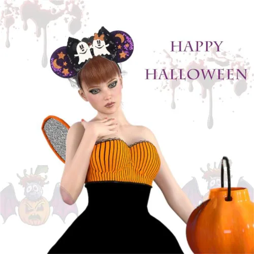 Vista 2 de Diadema de orejas de ratón de Halloween para mujeres y niñas, con lazo de lentejuelas para decoración de fiesta de Halloween, disfraz