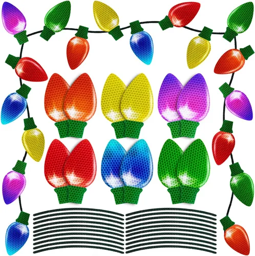 Vista 20 de 43 piezas de decoraciones navideñas para auto y refrigerador: set de accesorios con imanes reflectantes en forma de bombilla y gnomo, decoración