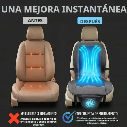 Vista 3 de ZONETECH Cojín de enfriamiento para asiento de auto 12V negro, temperatura ajustable, cómodo cubreasiento de auto
