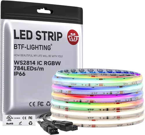 Vista 18 de BTF-LIGHTING Tira LED FCOB COB WS2814 IC RGBW 6000K Flexible de Alta Densidad con Efecto de Persecución de Color Uniforme 3m DC24V 896LED/m 16IC/m