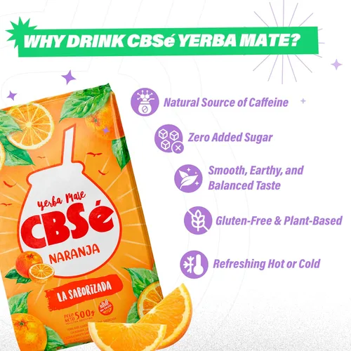 Vista 3 de Yerba Mate CBSe Sabor a Naranja, 1.1 libras, de Argentina