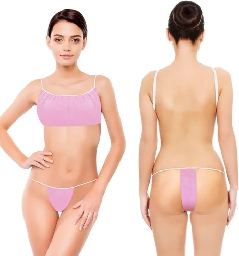 Vista 4 de Yahenda 50 piezas de sujetadores y bragas desechables para spa, ropa interior de bikini para mujer