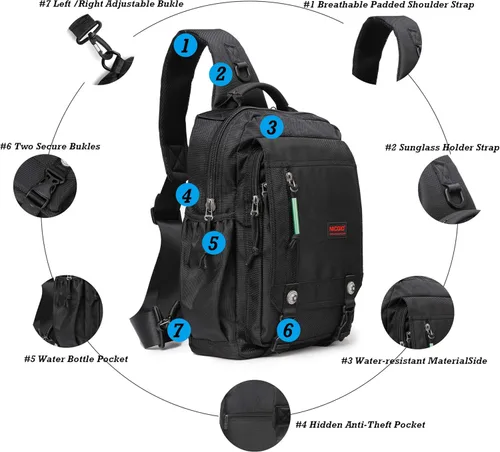 Vista 3 de Nicgid Bolsos de hombro en el pecho, mochila cruzada para laptop de 13.3 pulgadas, 14.1 pulgadas, bolsa de mensajero para viajes al aire libre