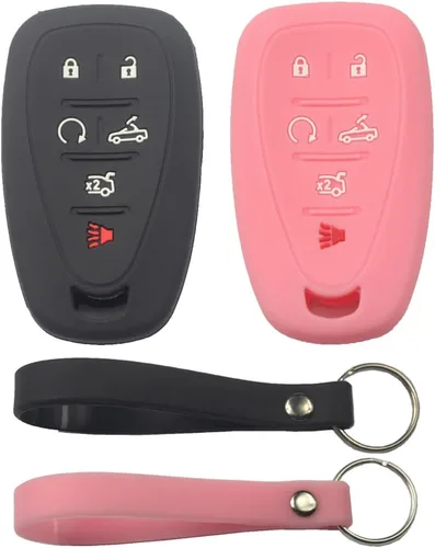 Vista 12 de 2 fundas protectoras de silicona de goma negra con 6 botones para llavero inteligente sin llave compatible con Chevrolet Camaro Convertible 2016