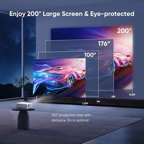 Vista 8 de 【Netflix Oficialmente】NISOO Proyector Inteligente con WiFi y Bluetooth, Mini Proyector de Películas con Aplicaciones Integradas, Proyector 1080P