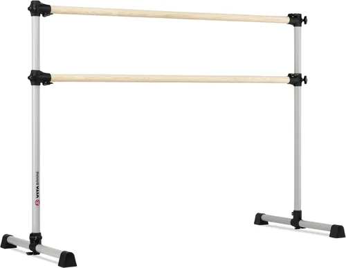 Vista 26 de Barra de ballet portátil independiente doble Vita Barre, Prodigy, de madera Altura ajustable, hecha en EE. UU., equipo de ejercicio para casa