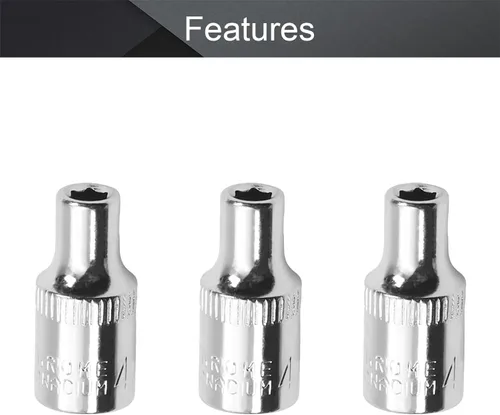 Vista 3 de Utoolmart 1/4-Inch Drive 0.157 in 6-Point Zócalo poco profundo, métrico, Cr-V Cromo-vanadio 4 Pcs