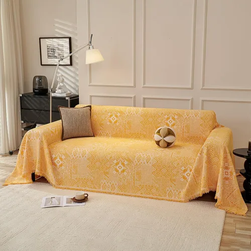 Vista 13 de DREAMINGO Funda de Sofá de Chenilla Beige Bohemia Geométrica Jacquard para Sofá de 3 Cojines Antideslizante Seccional Forma de L para Perros