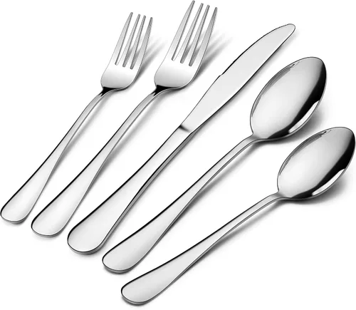 Vista 10 de HaWare Juego de cubiertos negros de 24 piezas con cuchillos para carne, juego de cubiertos de acero inoxidable, juego de cubiertos de grado