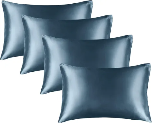 Vista 53 de BEDELITE Funda de almohada de satén para cabello y piel, súper suave y refrescante similar a las fundas de almohada de seda, paquete de 2 con cierre