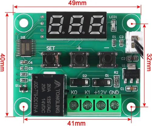 Vista 6 de 2 módulos controladores de temperatura W1209, pantalla LED, módulo de termostato digital con funda DC 12 V, interruptor electrónico digital