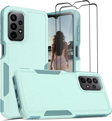 Vista 154 de Jeylly Compatible con Samsung Galaxy A22 5G Funda, Funda Samsung A22 5G con 2pcs protectores de pantalla de vidrio templado