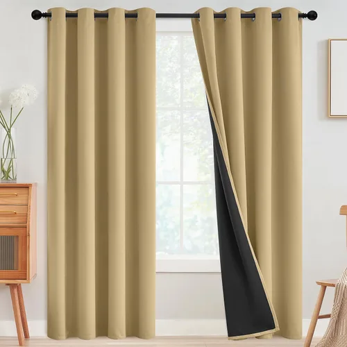 Vista 178 de SimpleHome - Cortinas opacas 100% para recámara, cortinas de ventana con ojales beige, con aislamiento térmico, cortinas de oscurecimiento