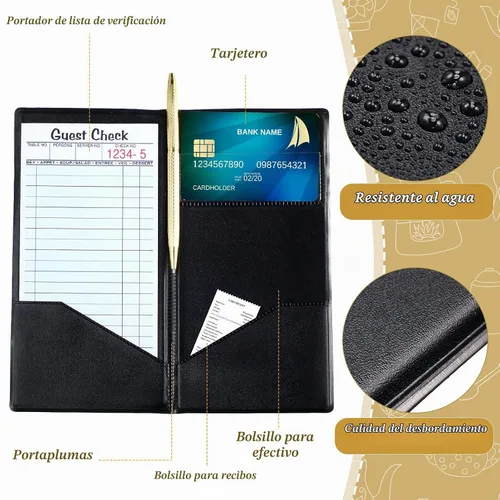 Vista 3 de Potchen 10 libros para servidor, presentadores de cheques de camarero