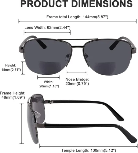 Vista 6 de FEISEDY Gafas de sol para hombres y mujeres bifocales para leer bajo el sol B2718