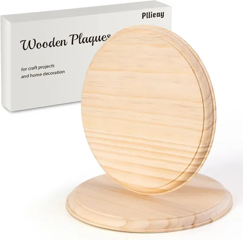 Vista 10 de Pllieay 2 placas redondas de madera de 5 pulgadas para manualidades y decoración del hogar