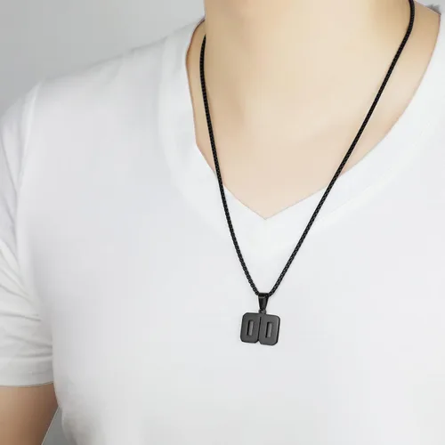 Vista 5 de Collar de números para niños y deportistas cadena negra de acero inoxidable de 00 a 99 dije de dije personalizado para hombres baloncesto béisbol