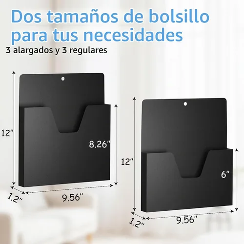 Vista 4 de MFTEK Soporte magnético para archivos con 6 bolsillos, organizador de archivos colgantes, suministros de oficina para gabinetes, pizarra blanca