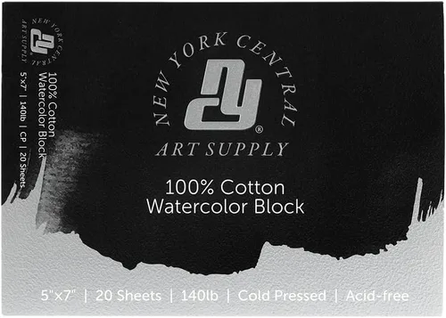 Vista 8 de New York Central Bloque de acuarela, 140 libras/10.58 oz/m², prensa en frío 4 x 10, 20 hojas, papel de acuarela archival para artistas, estudiantes