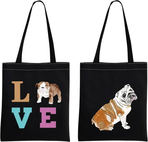 Vista 2 de MBMSO Regalos de bulldog inglés bolsa de mano de bulldog inglés regalos para dueños perros mamá bolsa de compras