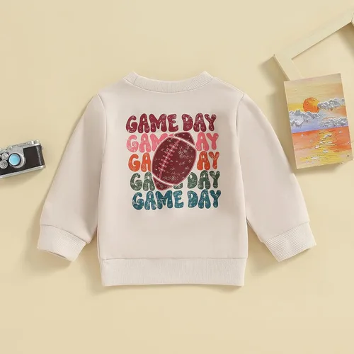 Vista 3 de CHAUKAREAUL Sudadera de gran tamaño con estampado de letras y cuello redondo para bebé y niña