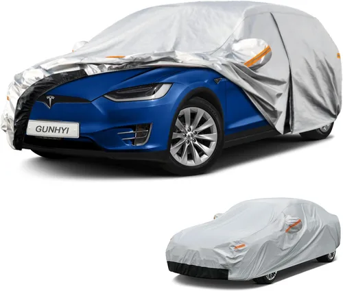 Vista 44 de GUNHYI - Funda de automóvil de 6 capas para Tesla Model 3 (2017-2025), impermeable para todo tipo de clima, protección UV contra la nieve, el sol