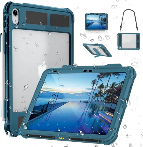Vista 9 de Funda impermeable compatible con iPad Air de 11 pulgadas (M2)/5ª/4ª generación de 10.9 pulgadas, funda protectora de cuerpo completo con protector